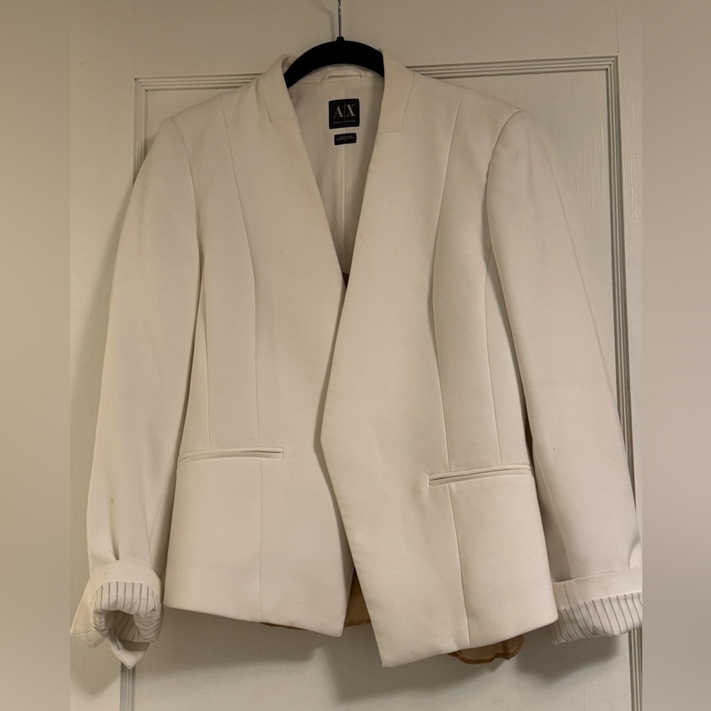 Armani Exchange white blazer